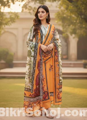 Ready Made Pure dubai silk Digital Print Three Piece